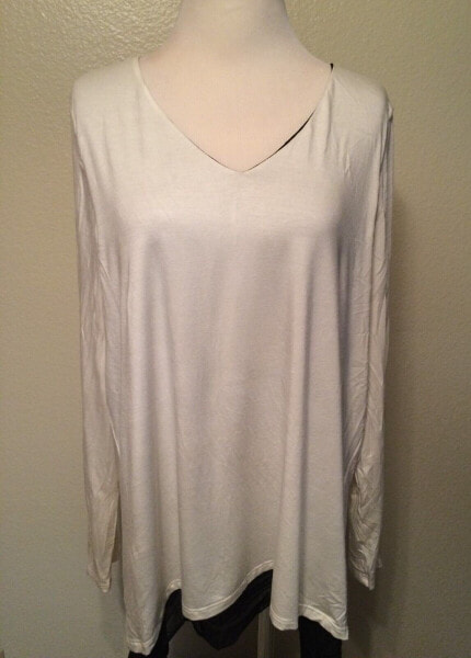 Karen Kane Women's Long Sleeve Spilt Back Layered Top White Black Size XL
