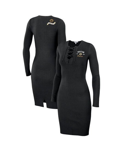 Women's Black Boston Bruins Lace-Up Dress