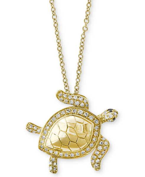 Seaside by EFFY® Diamond Turtle Pendant Necklace (1/4 ct. t.w.) in 14k Gold