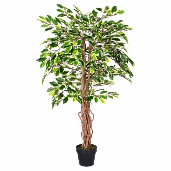 Искусственные цветы Homescapes Ficus Benjamini с зелено-белыми листьями 122 см