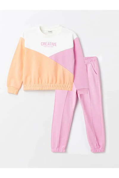 Костюм для малышей LC WAIKIKI Для девочек Sweatshirt и брюки в блок цвете 3-х ниток