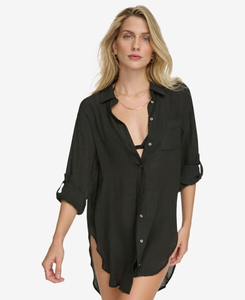 Women's Beach Button-Up Shirt Cover-Up