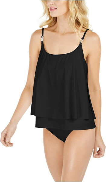 Michael Michael Kors 288126 Iconic Solids Double Layer Tankini Top Black MD