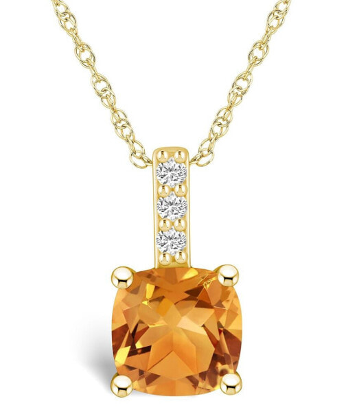 Citrine (2 Ct. T.W.) and Diamond Accent Pendant Necklace in 14K Yellow Gold