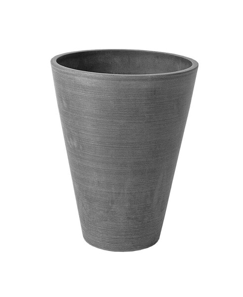 Valencia Round Flower Pot Planter Textured Charcoal 14 Inch