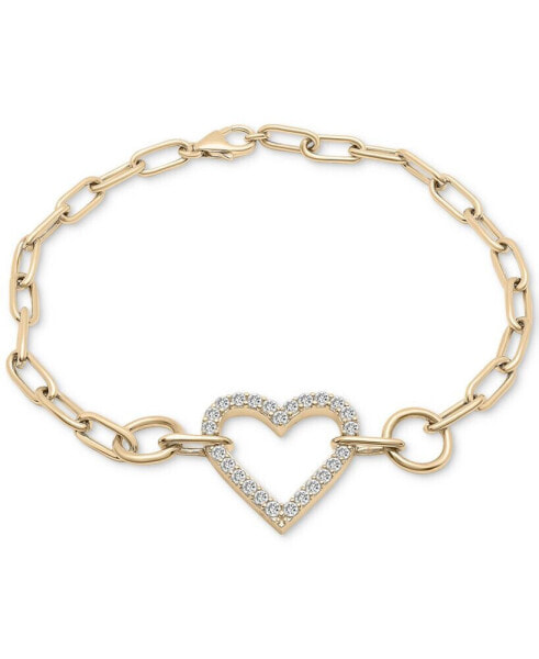 Diamond Heart Paperclip Link Bracelet (1/2 ct. t.w.) in 14k Gold, Created for Macy's