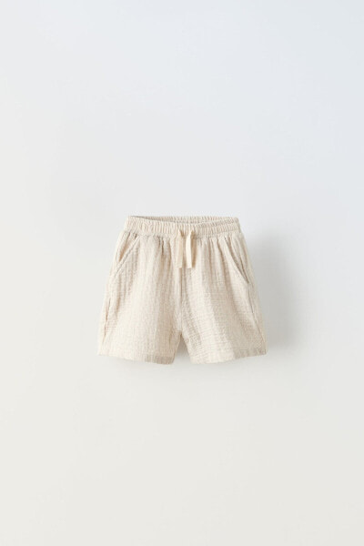 Striped crepe bermuda shorts
