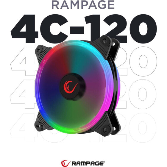 Кулер для корпуса RAMPAGE Rampage 4C-120 12см двойное кольцо 5 Renk Ledli Gökkuşağı Rainbow