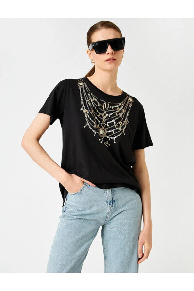 Топ Koton Jewel Print Tee Modal Blend