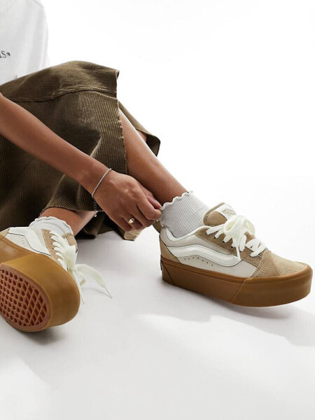 Vans Knu Stack trainers in tan and gum