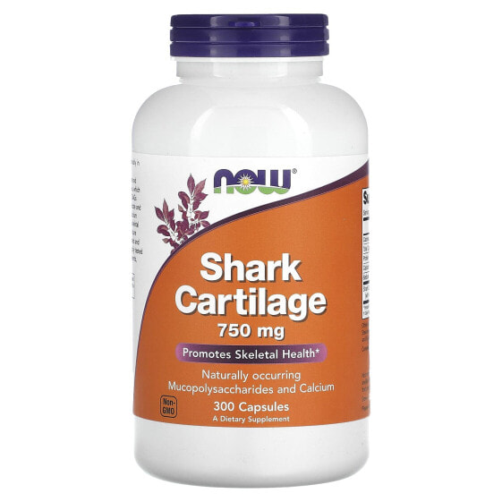 Витамины и БАДы для мышц и суставов Now Shark Cartilage, 750 мг, 300 капсул