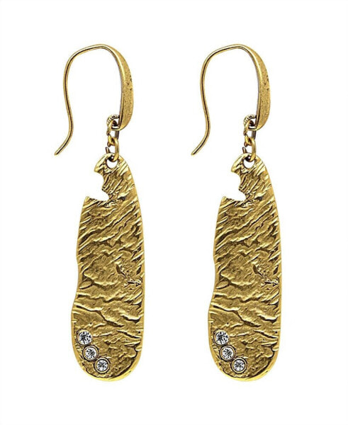 by 1928 14 K Gold Dipped Sculptured Drop Earring Embellished with Crystals