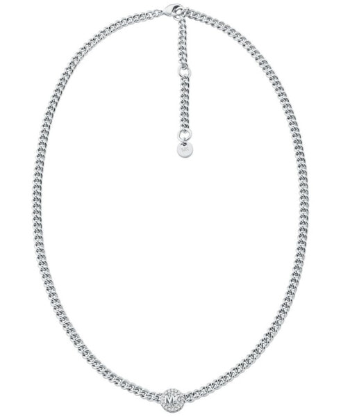 Michael Kors silver-Tone or Gold-Tone Brass Pave Charm Chain Necklace