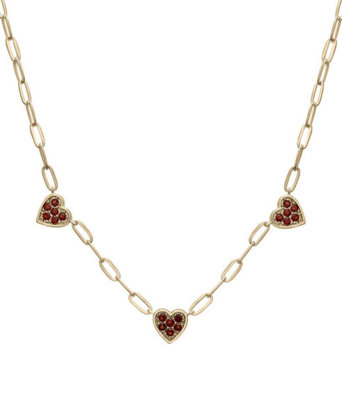 Garnet Heart Cluster 18" Collar Necklace (3/4 ct. t.w.) in 14k Gold-Plated Sterling Silver