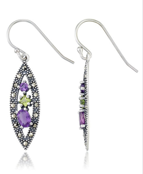 Серьги Macy's Amethyst & Peridot Marcasite