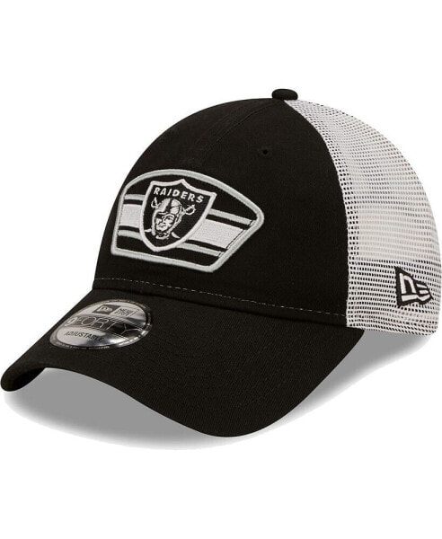 Бейсболка кепка кемпинг New Era мужская черно-белая с эмблемой Las Vegas Raiders 9Forty Snapback Hat