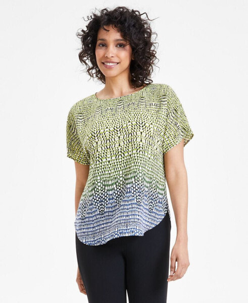 Women's Printed Short-Sleeve Ombre Blouse, Created for Macy's