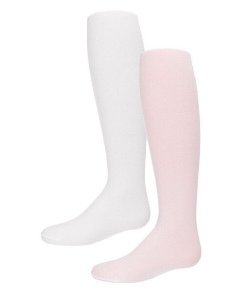 Baby Girls 2 Pairs Solid Microfiber Tights