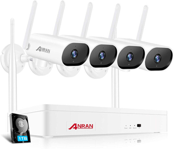 Anran Surveillance Camera Set with Monitor, 5MP WiFi, with Intercom Function, 1920P HD Camera for Outdoor/Indoor, Night Vision, Motion Sensor, 1TB Hard Drive Built-in