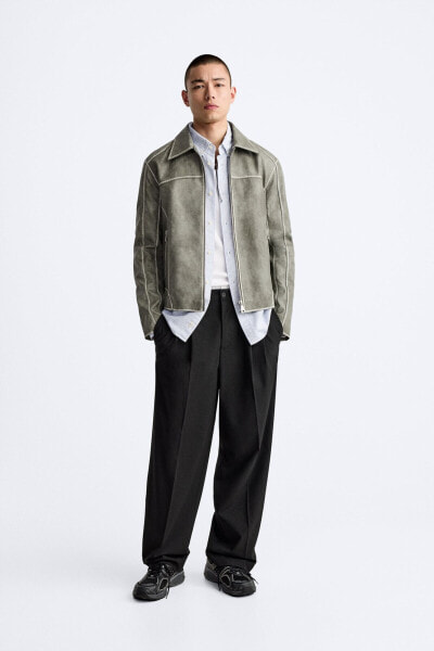 Trousers with contrast double waist