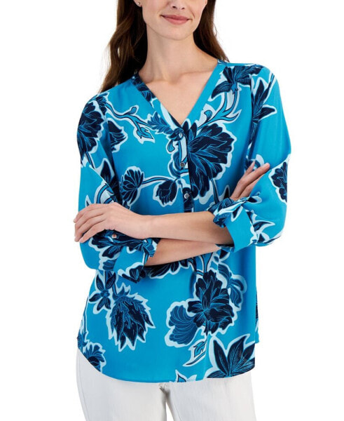 Women's Felica Floral-Print Woven Utility Top, Created for Macy's