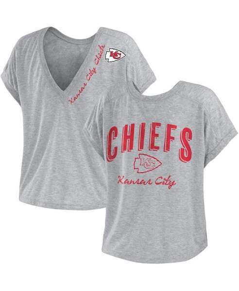 Women's Heather Gray Kansas City Chiefs Reversible T-Shirt