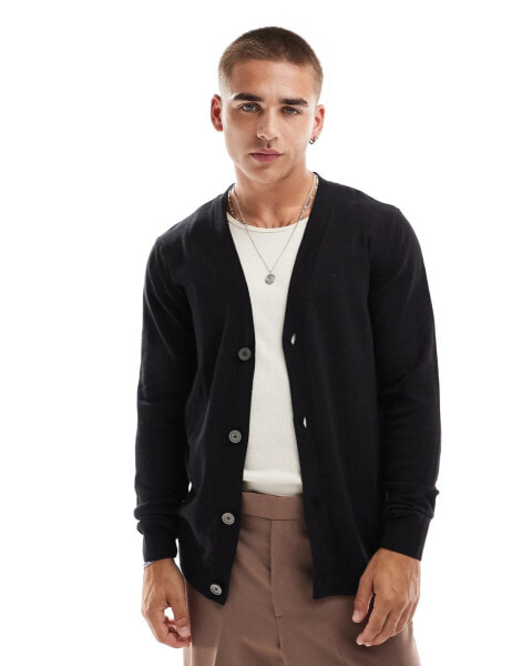 Jack & Jones light weight cardigan in black