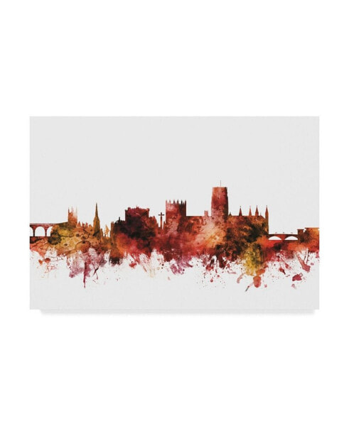 Michael Tompsett Durham England Skyline Cityscape Red Canvas Art - 20" x 25"