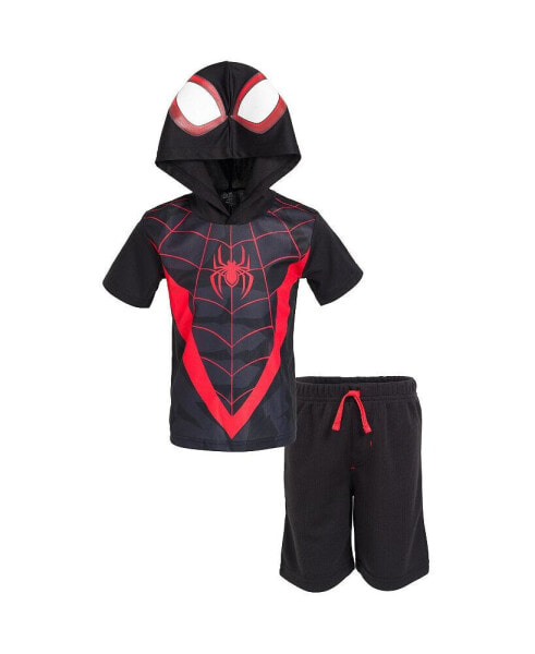 Boys Spider-Man Miles Morales Athletic Graphic T-Shirt Mesh Shorts Miles Morales