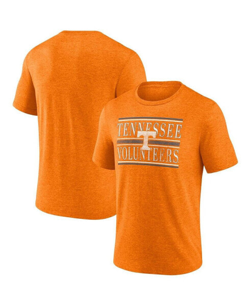 Men's Heather Tennessee Orange Tennessee Volunteers Double Stripe Tri-Blend T-Shirt