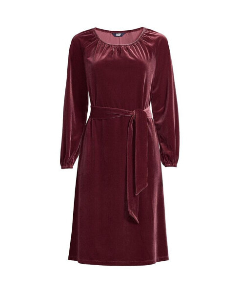 Women's Velvet Peasant Knee Length Dress