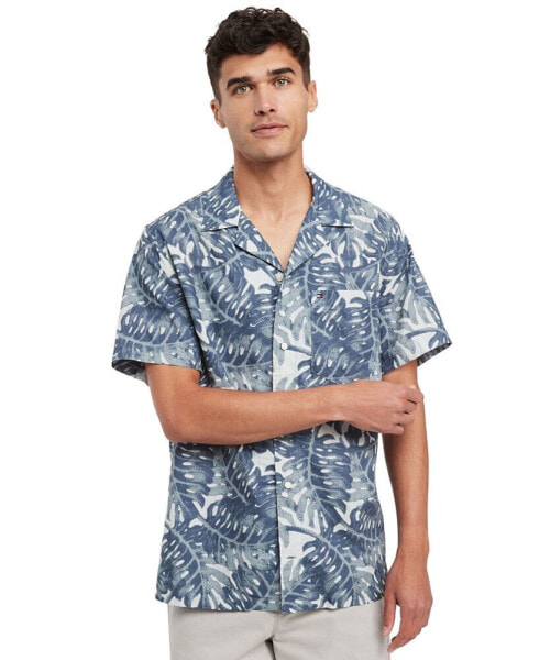 Рубашка Tommy Hilfiger с коротким рукавом и принтом "Размытое растительное"