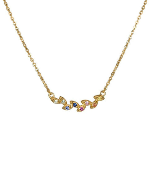 Multi-Sapphire Leaf 18" Collar Necklace (1/8 ct. t.w.) in 14k Gold-Plated Sterling Silver