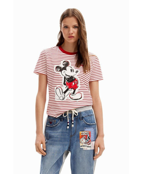 Women's Striped Mickey Mouse T-shirt