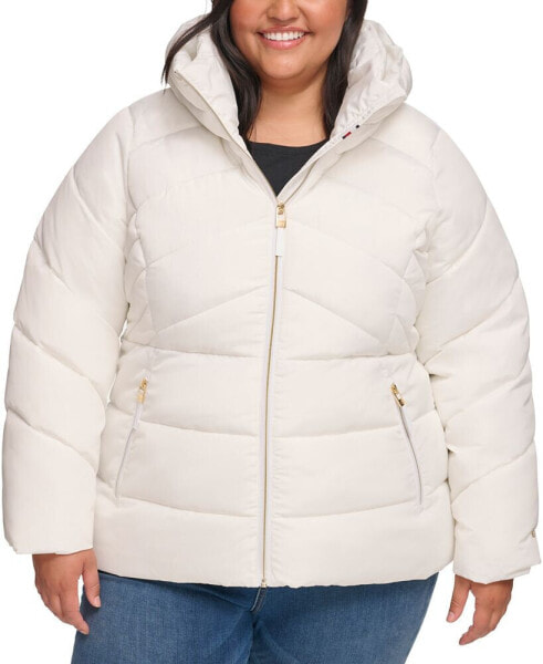 Women's Plus Size Hooded Puffer Coat