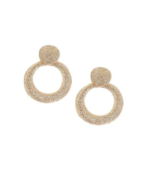 Women's Gold Dented Drop Earrings