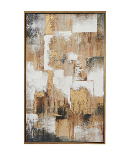 by Cosmopolitan Canvas Abstract Framed Wall Art with Gold-Tone Frame, 36" x 2" x 47"