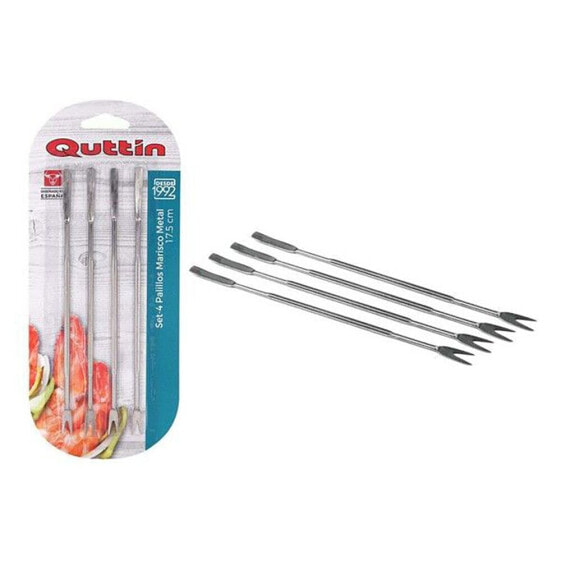 QUTTIN Set of 4 Metal Seafood Chopsticks 17.5 cm