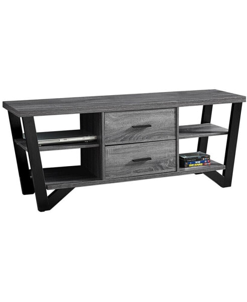 Тумба Monarch Specialties 60"L TV Stand with 2 Storage Drawers in Grey-Black