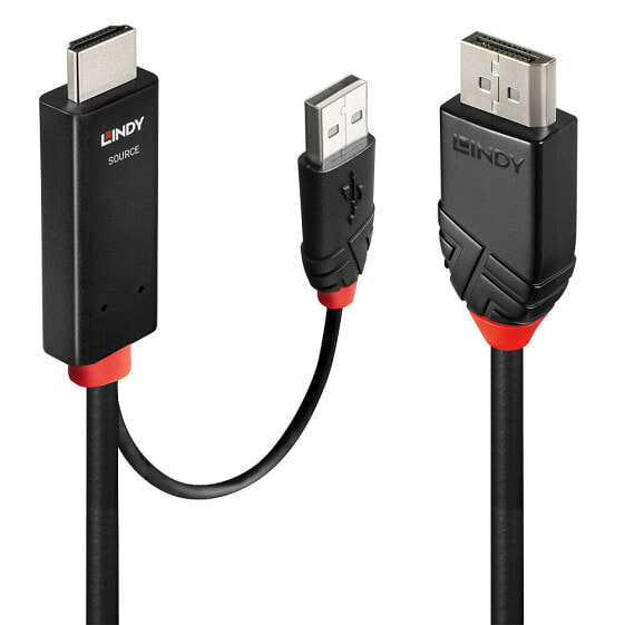Lindy 41498 - 1 m - HDMI + USB Type-A - DisplayPort - Male - Male - Straight