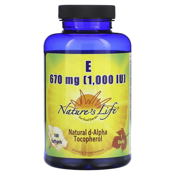 Витамины Nature's Life Витамин Е, 670 мг (1,000 МЕ), 100 мягких капсул