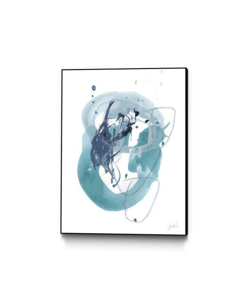 32" x 24" Aqua Orbit IV Art Block Framed Canvas