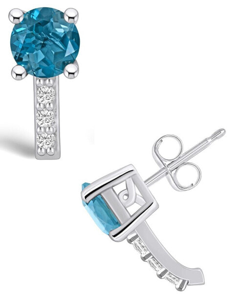 Серьги Macy's London Topaz and Diamond Stud