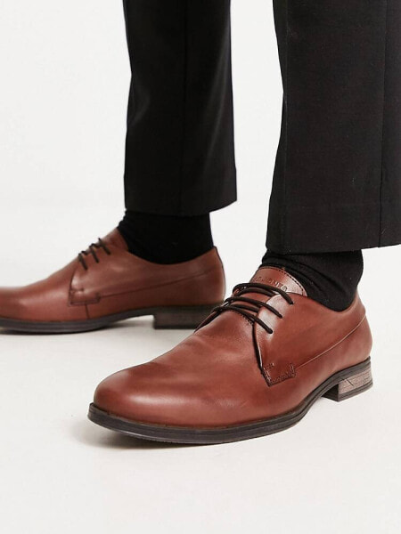 Jack & Jones – Derby-Schuhe aus Leder in Braun