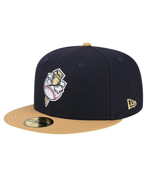 Men's Navy Omaha Storm Chasers Theme Night Golden Spikes 59FIFTY Fitted Hat