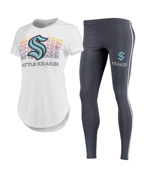Women's White, Charcoal Seattle Kraken Sonata T-shirt and Leggings Set