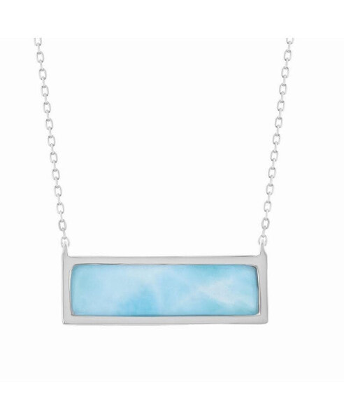 Sterling Silver Rectangle Larimar Necklace