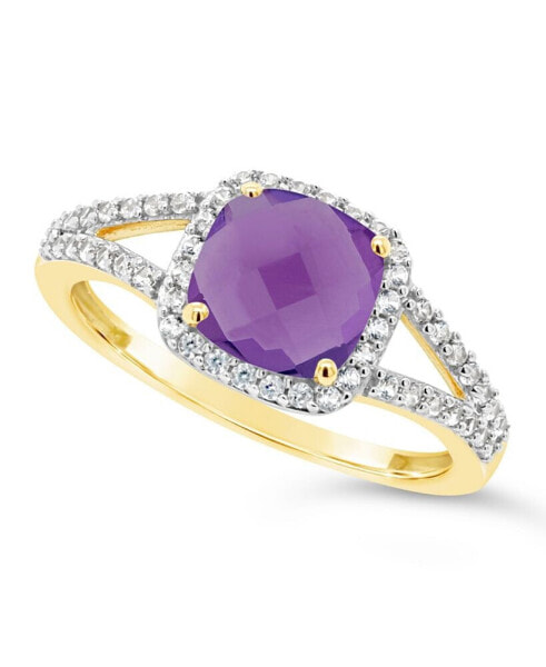 Amethyst (1-1/3 ct. t.w.) and Lab Grown White Sapphire (1/4 ct. t.w.) Ring in 10k Yellow Gold