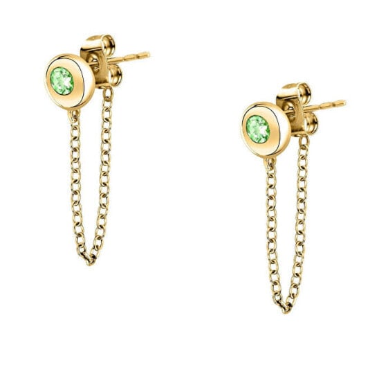 Fashion gold-plated earrings with Semipreziose peridots SAXN19