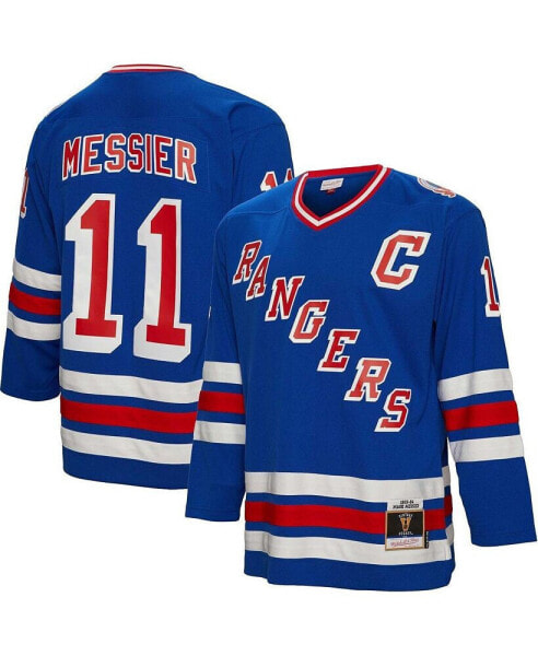 Men's Mark Messier Blue New York Rangers Big & Tall 2015 Captain Patch Blue Line Player Jersey